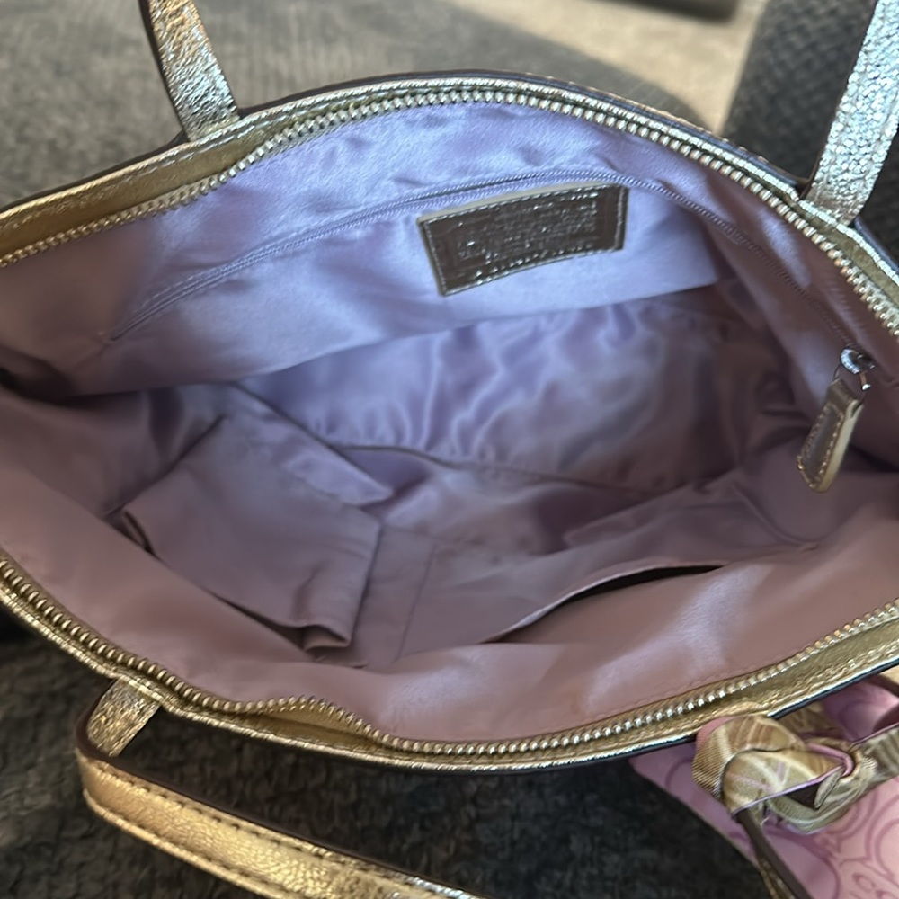Coach lilac and gold bag with wallet and mini purse. - Picture 3 of 15